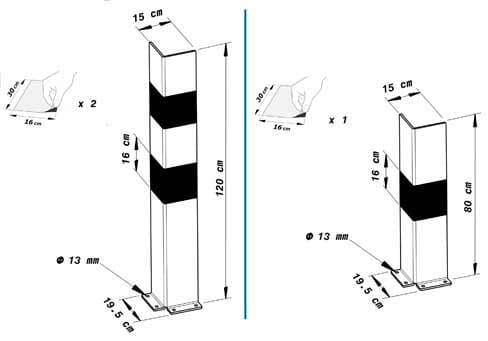 Dimensions sabot de protection grande hauteur